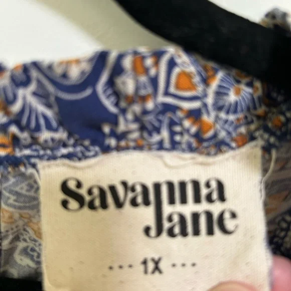 Savanna Jane Navy and Orange Paisley Top - Picture 3 of 5